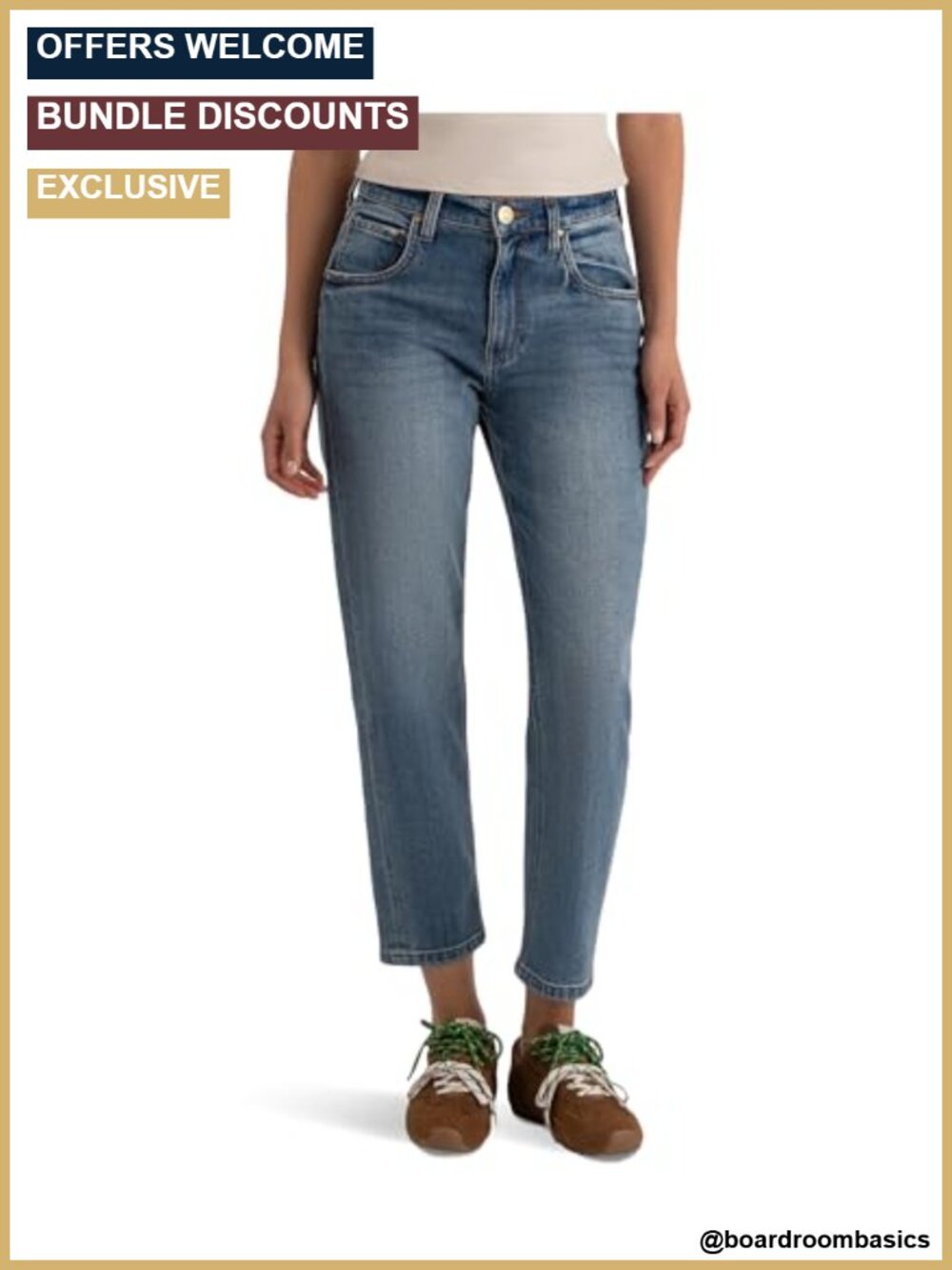 High Rise Baggy Ankle Straight Leg Jeans